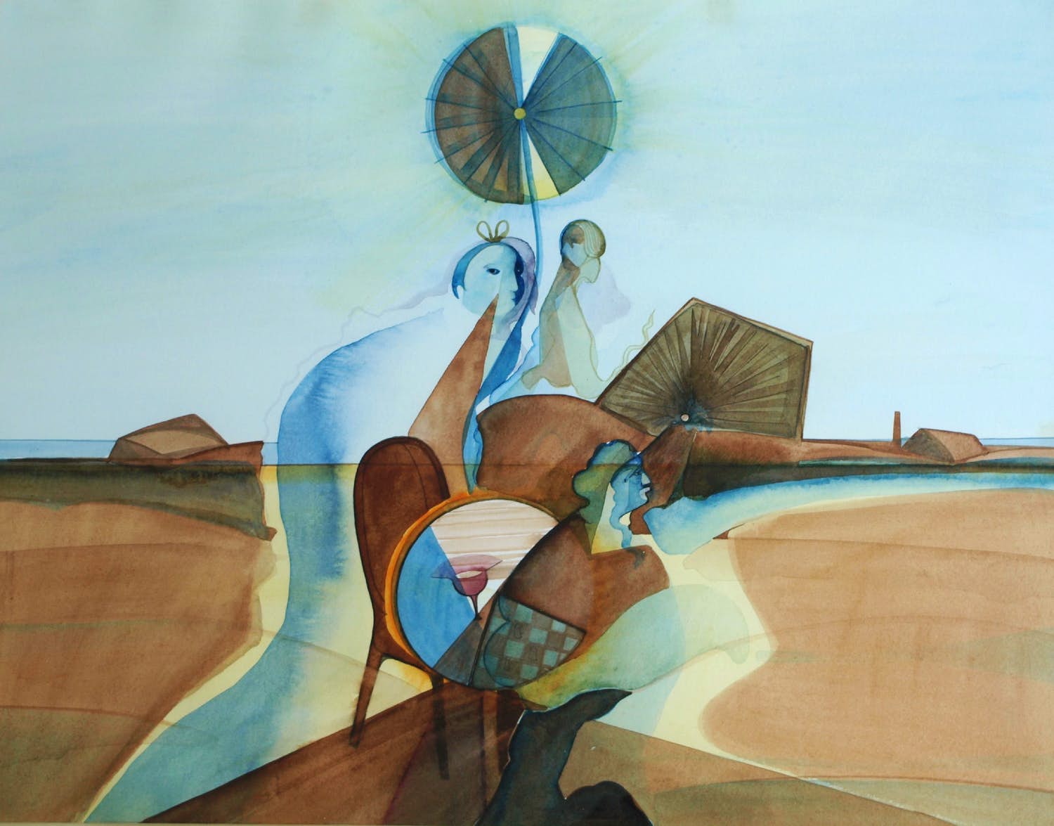 Edwin Engels - Ingelijste aquarel , Landschap – 1975 – Lijst, 97 x 68 cm. verkocht voor € 60!