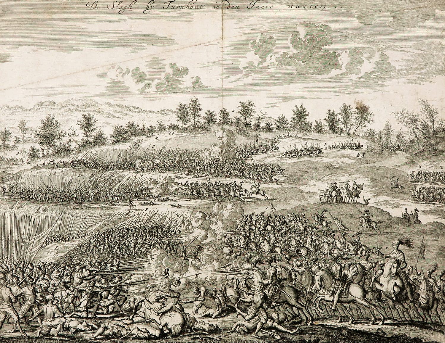 Jan Luyken - Kopergravure, De Slagh by Turnhout in de Jaere MDXCVII kopen? Bied vanaf 35!