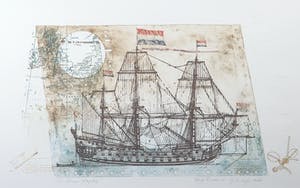 Leentje Linders - Ets, This famous flagship - Ingelijst kopen? Bied vanaf 45!