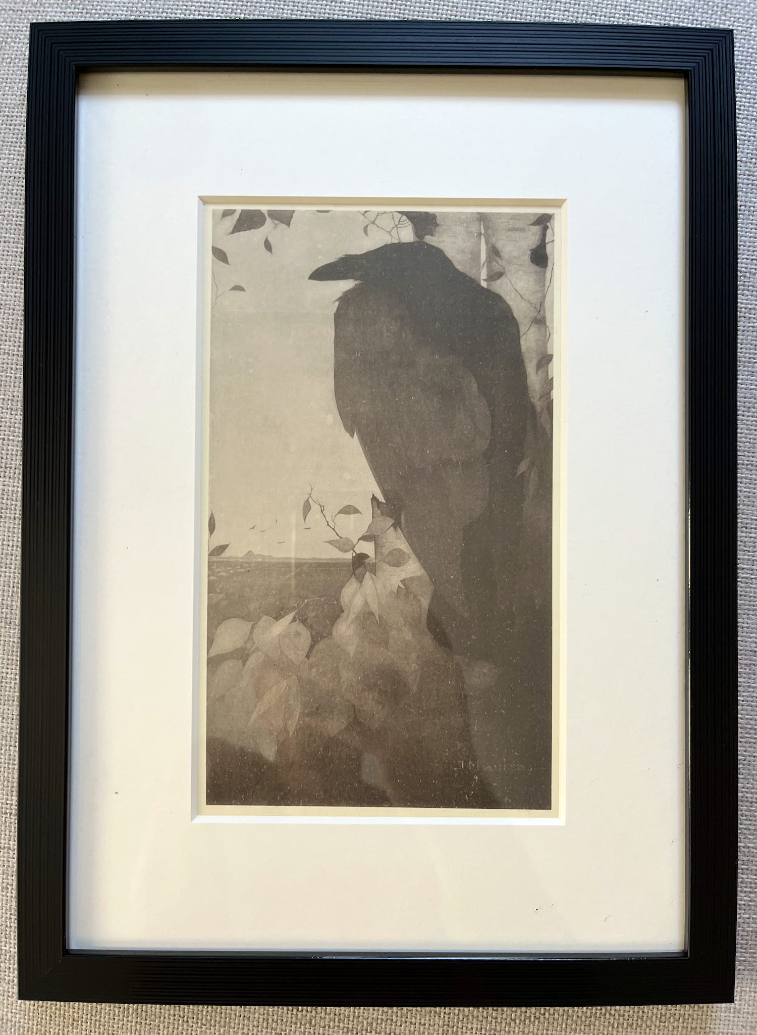 Jan Mankes - Originele Heliogravure - Raaf op Berkenboom 1923 verkocht voor € 125!