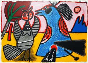 Corneille - Oiseaux, zeefdruk (ingelijst) verkocht voor € 150!