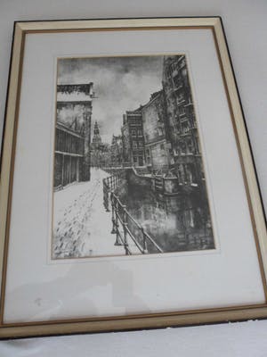 Bob Brobbel - Stadsgezicht van Amsterdam - Litho kopen? Bied vanaf 10!