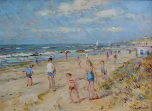 Arie-Kees van Noort - Ingelijste olieverf op board: 'Zandvoort Holland' kopen? Bied vanaf 499!