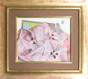 Lux Buurman - Olieverf op hardboard, Trompe l'oeil met vliegen - Ingelijst kopen? Bied vanaf 1!
