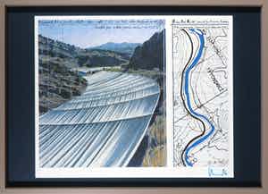 Christo - Handgesigneerd exemplaar Over the river - Ingelijst verkocht voor € 1!