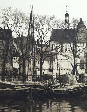 Willem Witsen - Binnenkant met afbraak, aquatint ets (groot) kopen? Bied vanaf 395!