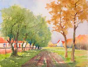 Nand De Pondt - Aquarel, Levensvreugde / Domein Tillegem verkocht voor € 40!