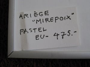 Erna van Mondfrans - Magnifiek pointillistisch Pastel "Landschap Mirepoix Frankrijk" gesigneerd - kopen? Bied vanaf 10!