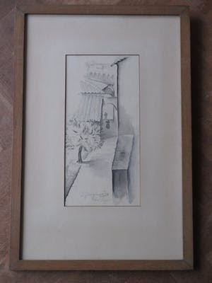 Lode Sengers - San Gimignano straatbeeld - Tekening kopen? Bied vanaf 150!