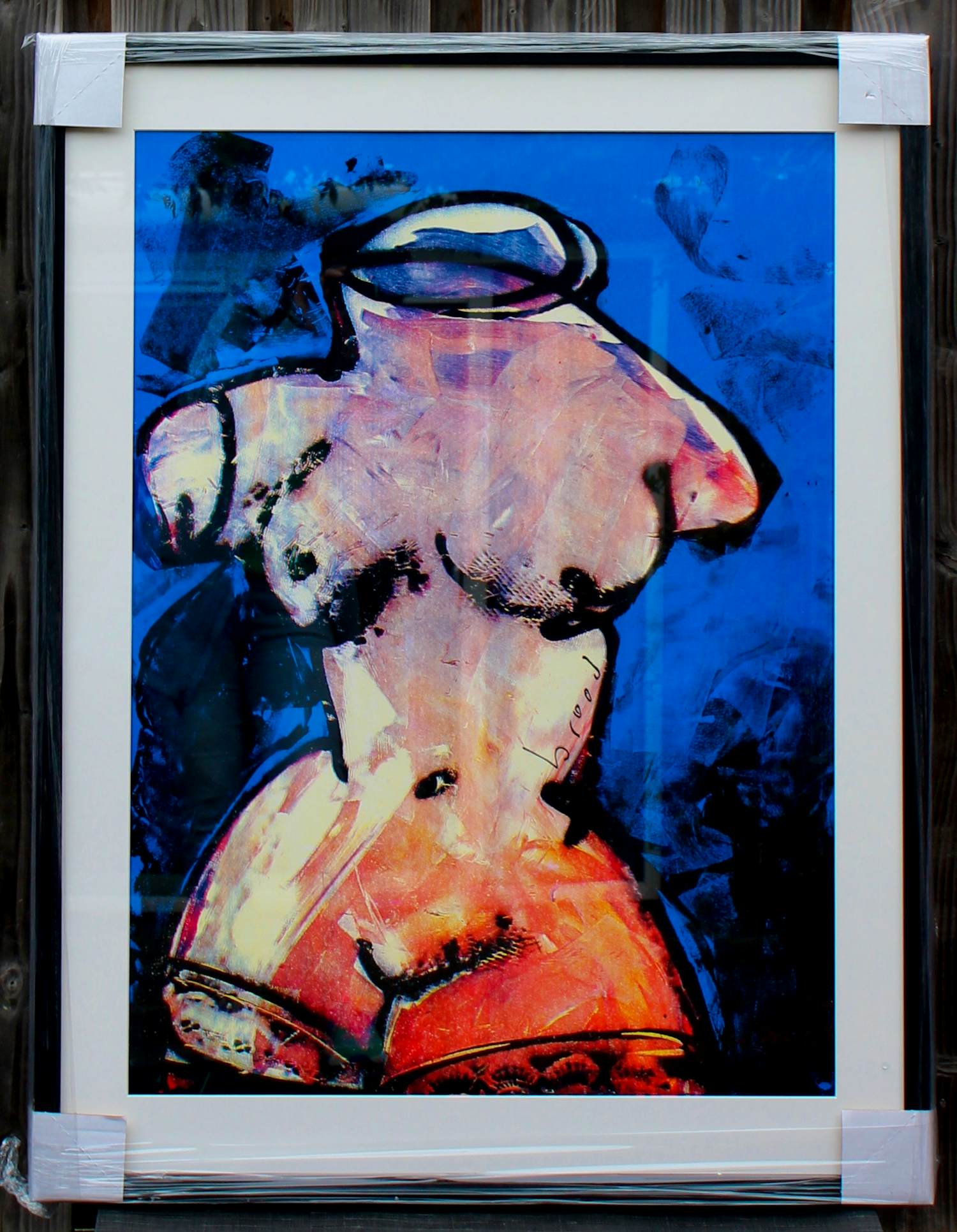 Herman Brood - Ingelijste zeefdruk: Torso blue(Nieuwe lijst, groot werk!) kopen? Bied vanaf 850!