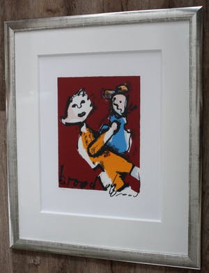 Herman Brood - Zeefdruk: Moeder en kind - (Zeer nette lijst!) kopen? Bied vanaf 250!