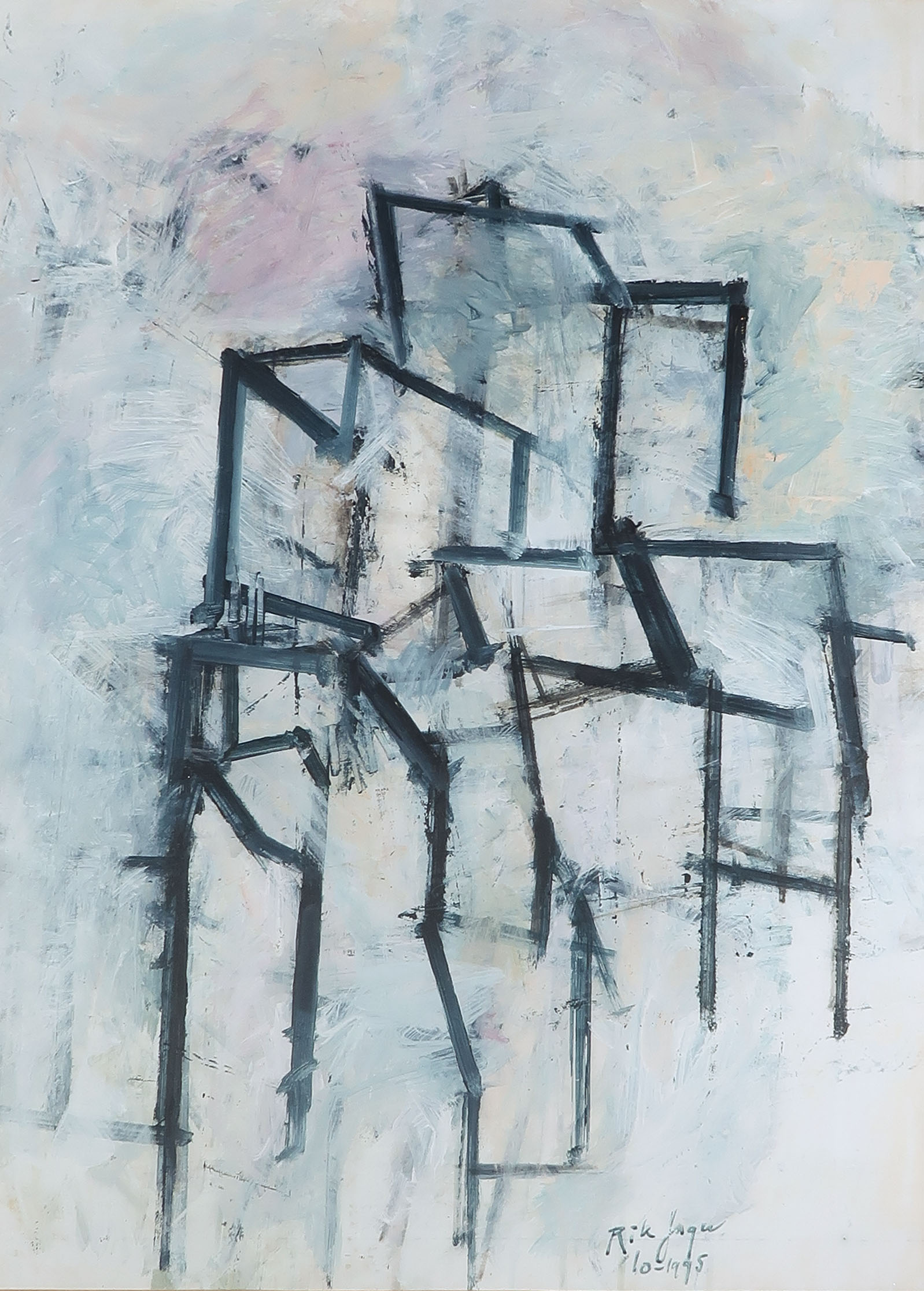 Rik Jager - Acryl op papier, Rotslandschap - Ingelijst kopen? Bied vanaf 100!