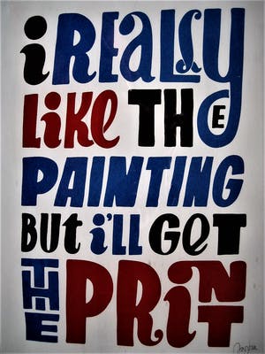 Niet of onleesbaar gesigneerd - gesigneerde PoP Art Litho "I really like the painting but ..." kleine oplage kopen? Bied vanaf 1!