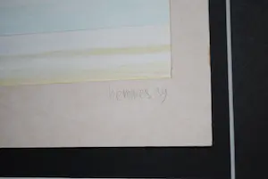 Fred Hemmes - Strand met hoge wolkenlucht - mooi ingelijste aquarel kopen? Bied vanaf 25!