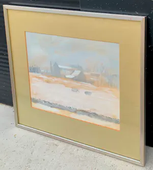 Harm Kamerlingh Onnes - Ingelijste gouache op papier: Winterlandschap - 1968 kopen? Bied vanaf 299!