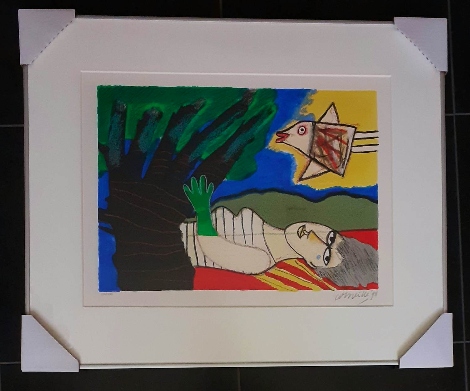 Corneille - 'Femme et Oiseau' (mooi gelijst) kopen? Bied vanaf 325!