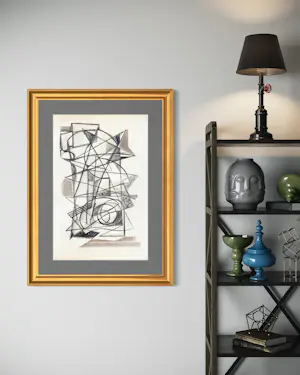 Silvin Bronkart - Prächtige und großformatige abstrakte Komposition aus dem Jahr 1954 kopen? Bied vanaf 800!