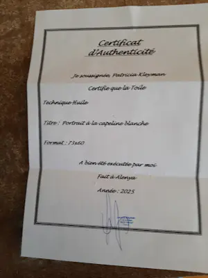 Patricia Kleyman - Acryl op doek. Titel, "Portrait à la capeline blanche". kopen? Bied vanaf 160!