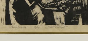 Nele van de Velde - Linosnede, Het ontbijt (Kirchner?) - Ingelijst kopen? Bied vanaf 500!
