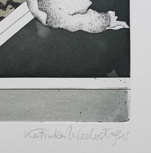 Katinka Niederstrasser - Schuilend naakt, aquatint ets kopen? Bied vanaf 40!