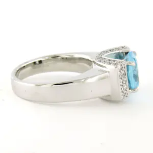 14k witgouden ring met topaz en briljant geslepen diamant 0.60ct - rm 16.5 kopen? Bied vanaf 1100!