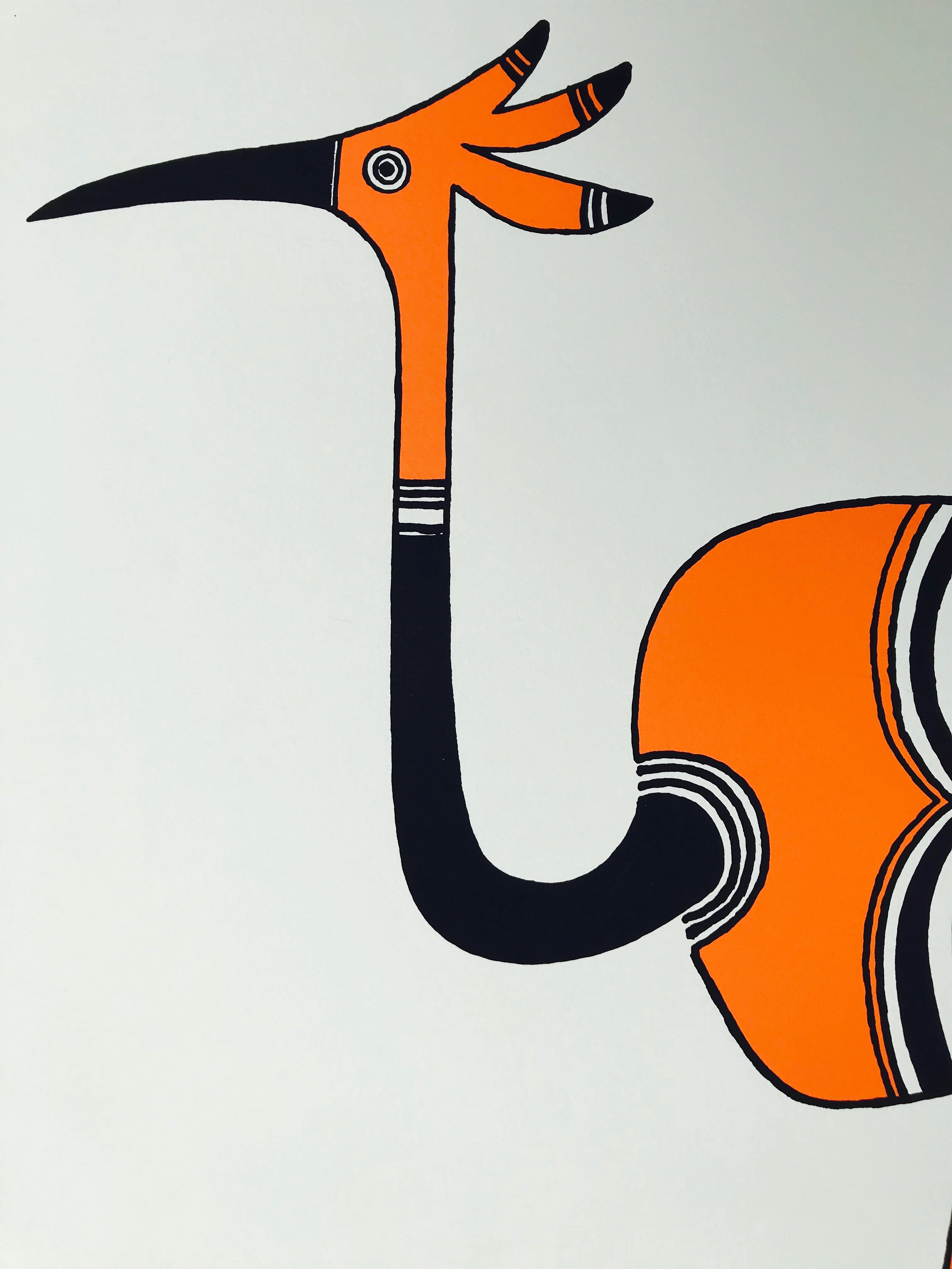 Charles Le Bars - 'Aigrette Orange' - Gesigneerde Zeefdruk - 50/90 verkocht voor € 85!