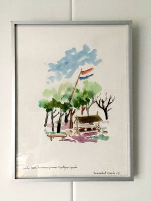 Theo van der Horst - Aquarel, Ingelijst kopen? Bied vanaf 40!
