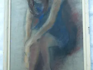 Harrie Kuyten - Ingelijste pastelkrijttekening , Meisje kopen? Bied vanaf 20!