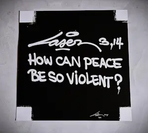Laser 3.14 - Street artist & visual poet - chromolitho "How can peace ..." kleine oplage! kopen? Bied vanaf 85!