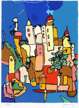 Jan Latinne - Zeefdruk, Provencaals dorp II verkocht voor € 35!