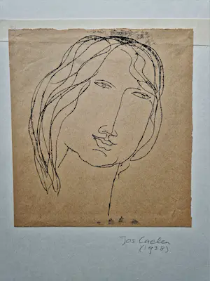 Jos Caelen - 1963 - inkt tekening op papier - portret jonge vrouw - gesigneerd kopen? Bied vanaf 1!