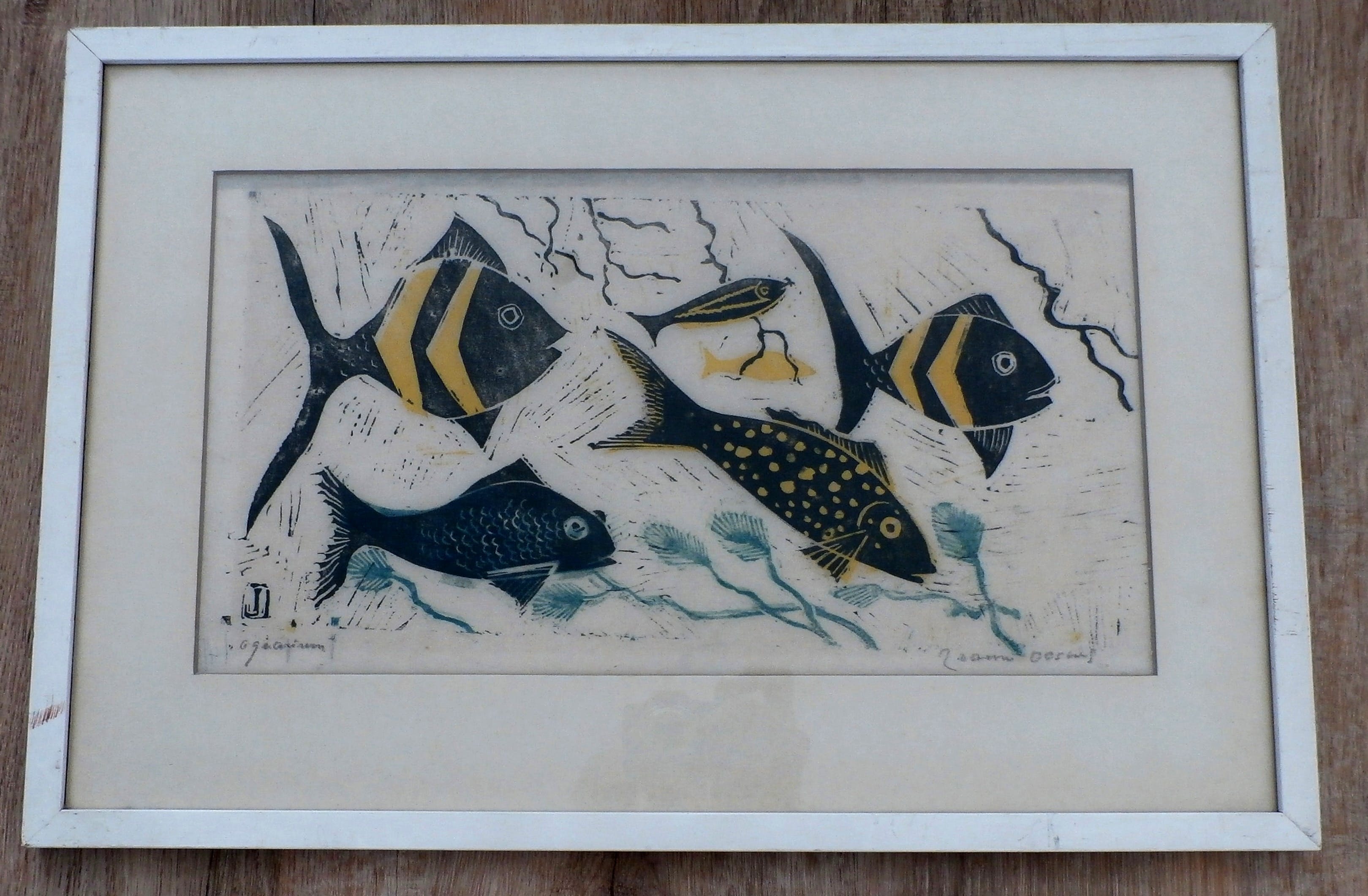 Jeanne Bieruma Oosting - ingelijste ets: aquarium kopen? Bied vanaf 95!