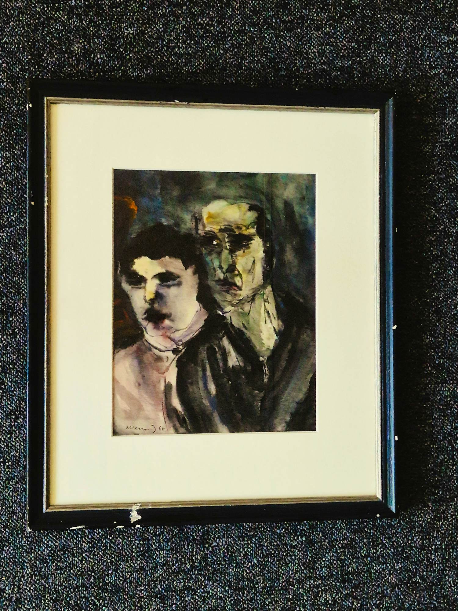 Albert Hennig - "Die verschollene Generation" Aquarell u Inkt - selbstportraet Jung und Alt verkocht voor € 160!