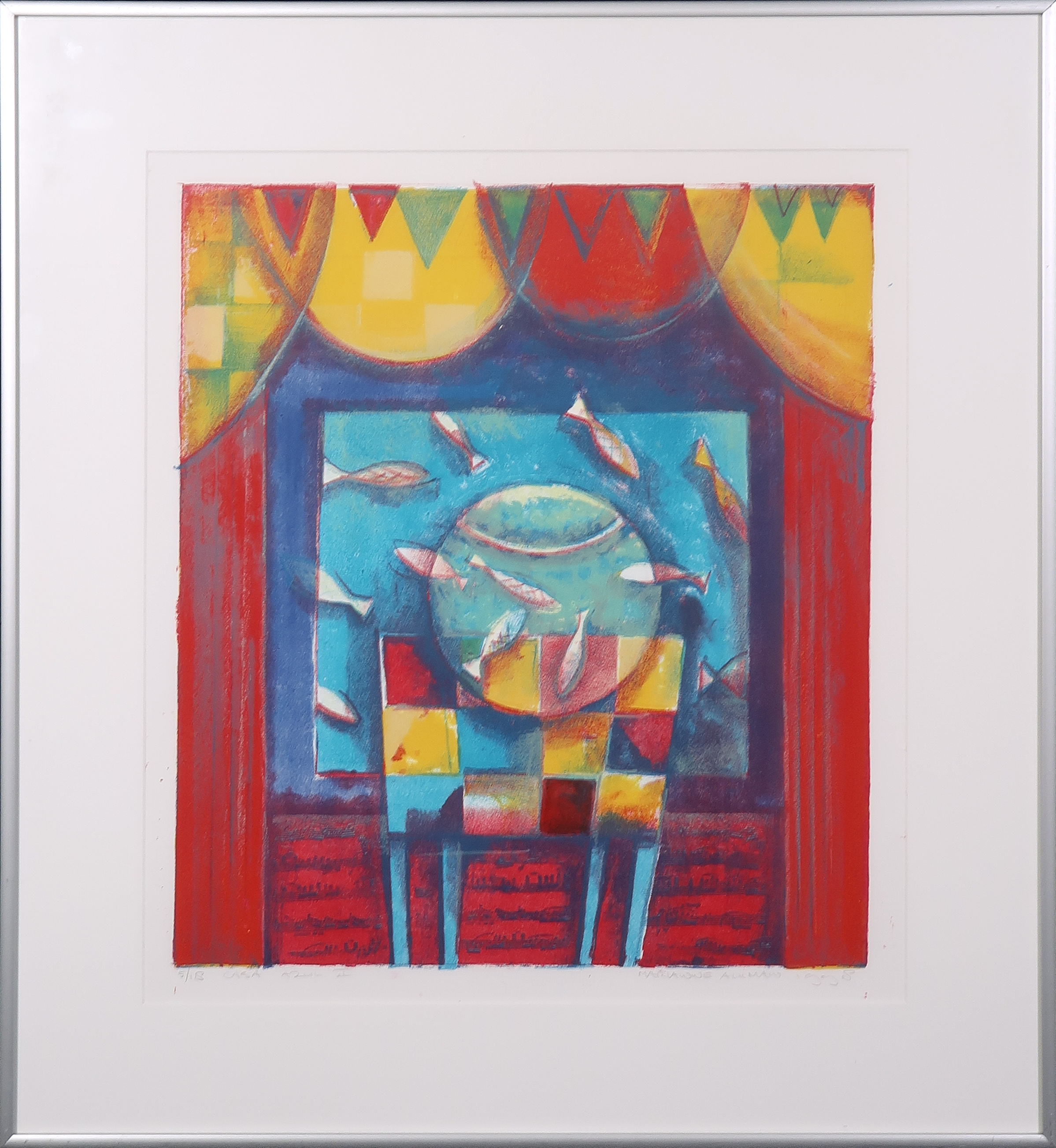 Marianne Aulman - Litho, Casa Azul II - Ingelijst kopen? Bied vanaf 20!