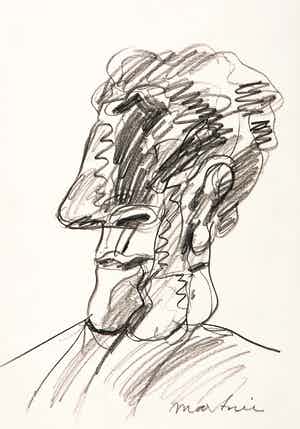 Anton Martineau - Houtskool, Portret van een man verkocht voor € 70!