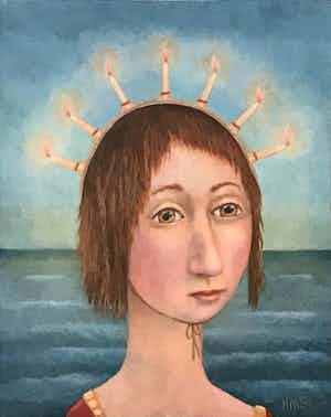 Schilder Hermanus - lichtkrans verkocht voor € 185!