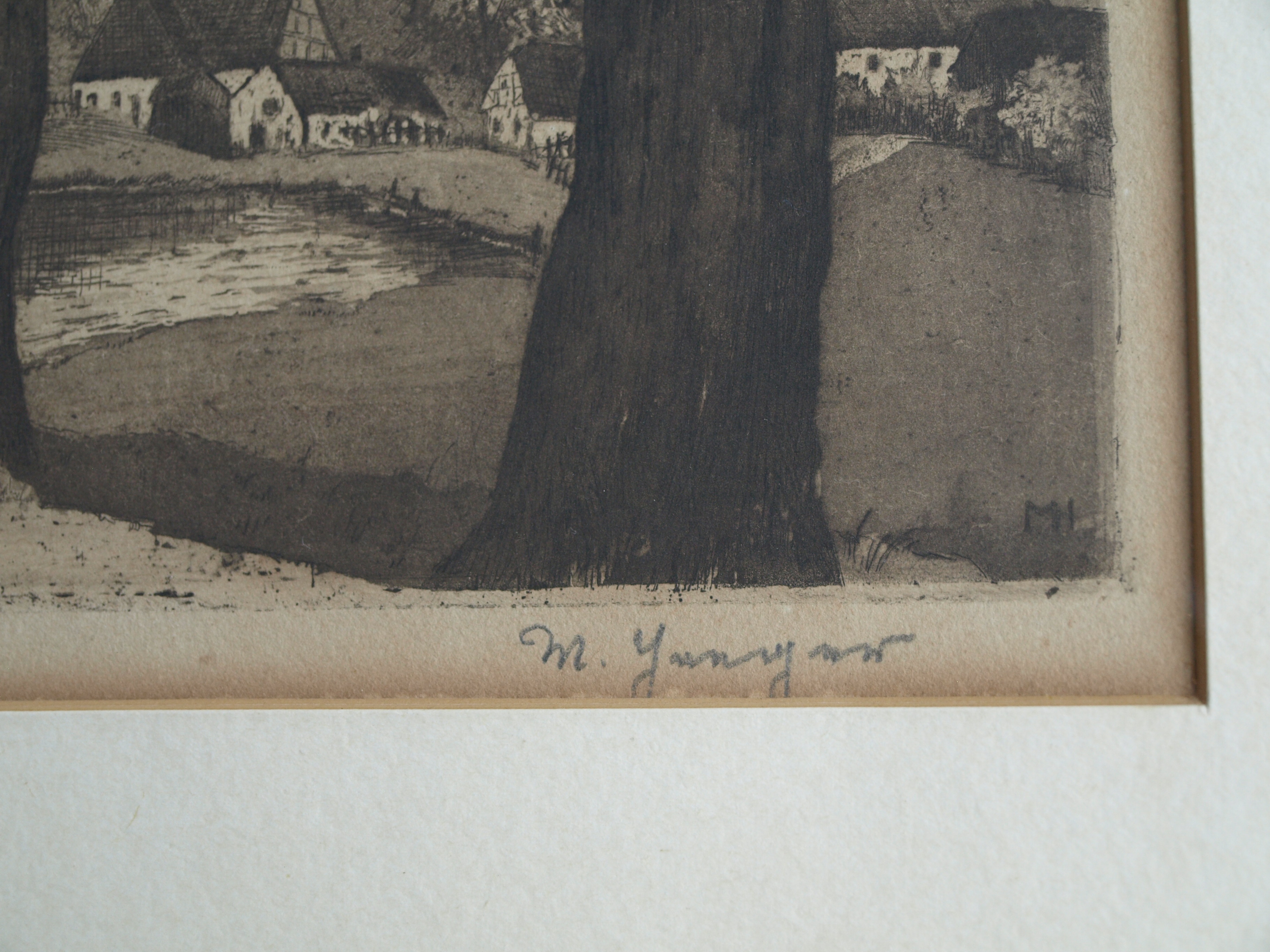 Niet of onleesbaar gesigneerd - Ets, Knotwilgen – gesigneerd & ingelijst – oud kopen? Bied vanaf 1!