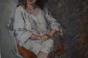 Joop Liesker - Jonge dame in het wit kopen? Bied vanaf 275!