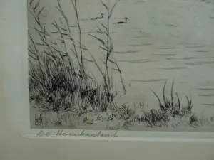 Johan Hemkes - Ets , De Houkesleat (Houkesloot) in Friesland - 1959 kopen? Bied vanaf 1!