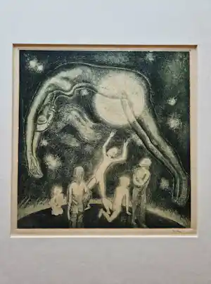 Etie van Rees - Prachtige droge naald Ets "nacht over de aarde" - gesigneerd vendu pour 40€ !