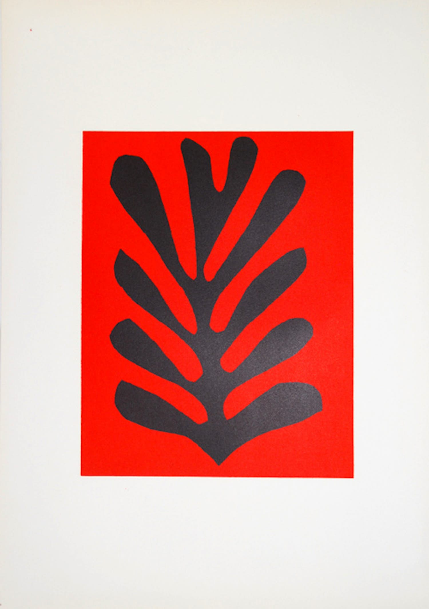 Henri Matisse - Lithografie: Feuille sur fond rouge verkocht voor € 59!