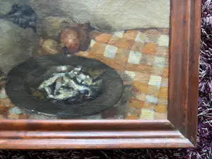 Cornelis Kievit - stilleven met vis, uien en kan kopen? Bied vanaf 85!