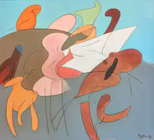 Jules Bekker - Acryl op doek, Zonder titel (Zeer groot!) verkocht voor € 150!