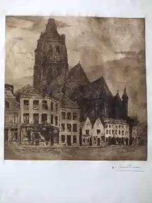 Albert Baertsoen - Oudenaarde bij avond - Ets verkauft für € 50!