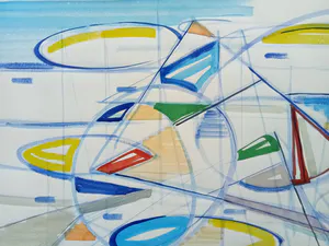 Gillis van Oosten - Abstracte compositie met boten en masten kopen? Bied vanaf 60!