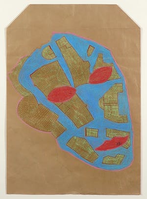 Dirk Celis - Gemengde techniek op kraftpapier, Zonder titel - Ingelijst kopen? Bied vanaf 60!