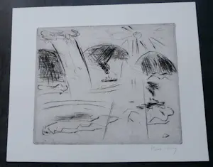 Henk Huig - Ets: boot op zee kopen? Bied vanaf 25!