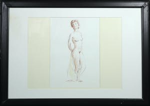 Jan Sluijters (jr.) - Tekening, Staand naakt - Ingelijst kopen? Bied vanaf 40!