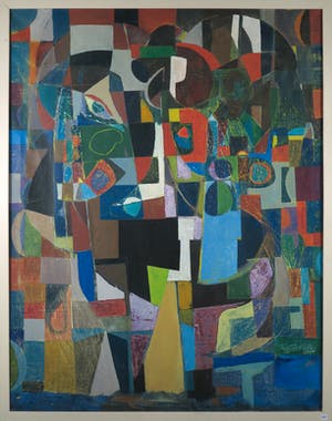Jan Engelchor - Olieverf op doek, Abstracte compositie - Ingelijst (Groot) kopen? Bied vanaf 500!