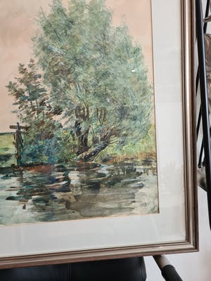 Piet Kramer - Polderlandschap met wilgen en water kopen? Bied vanaf 125!